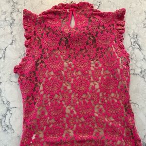 Anthropologie Pink Lace Dolan Tank